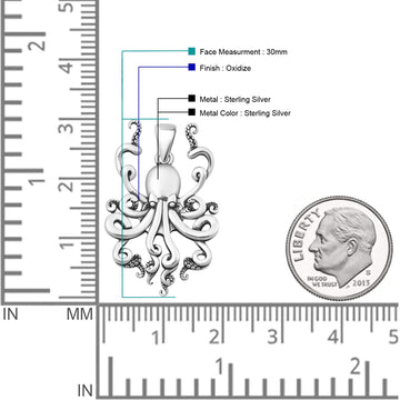 Oxidized Octopus Pendant